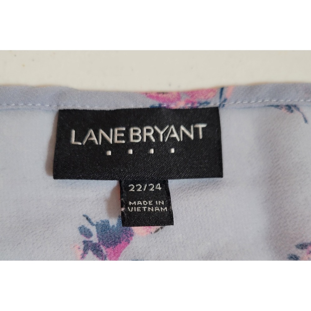 Lane Bryant Semi Sheer Blouse Sz 22/24 Purple Floral Top Tunic‎ Long Sleeve 0738 - Picture 4 of 6